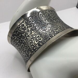 Vintage Art Deco Sterling Silver Plated Leaf Vine Cuff Bracelet
